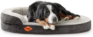 Laifug Memory Foam Oval Dog Bed (31x21x7Inches, Grey), Orthopedic Dog Bed for Dogs with Durable Waterproof Liner & Removable Washable Cover & Nonskid Bottom