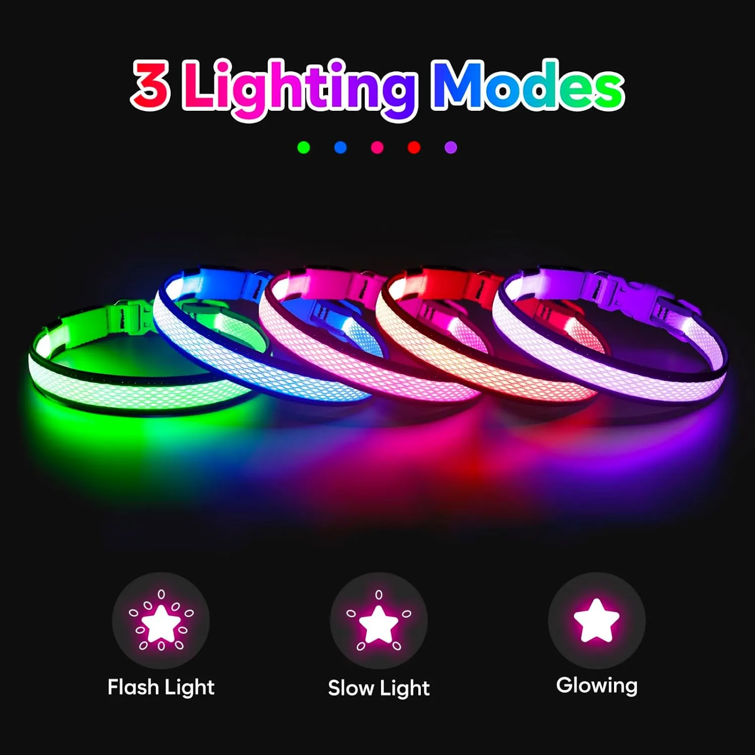 LED Dog Collar, Light Up Dog Collar USB Rechargeable, Brightest Dog Lights for Night Walking, Adjustable Dog Collar Light for Dog Safety(Medium, Neon Green)