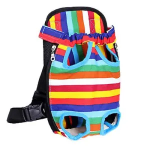 M 30*20cm color bar Outdoor portable pet bag, breathable Mesh backpack for cats and dogs AZ19600