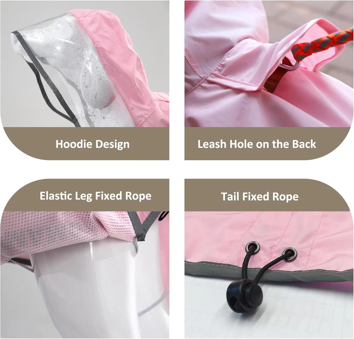 MAMORE Dog Raincoat Waterproof, Lightweight Adjustable Dog Rain Coat Hooded Poncho with Reflective Strip for Large Medium Small Dogs (Pink, XXX-Large)