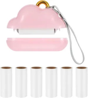 Mini Lint Roller with Cover, Reusable Hairbrush for Travel, Extra Sticky Pet Hair Remover, Portable Lint Rollers for Hairs Debris Fluff Removal, 180 Sheets Refillable (Pink)