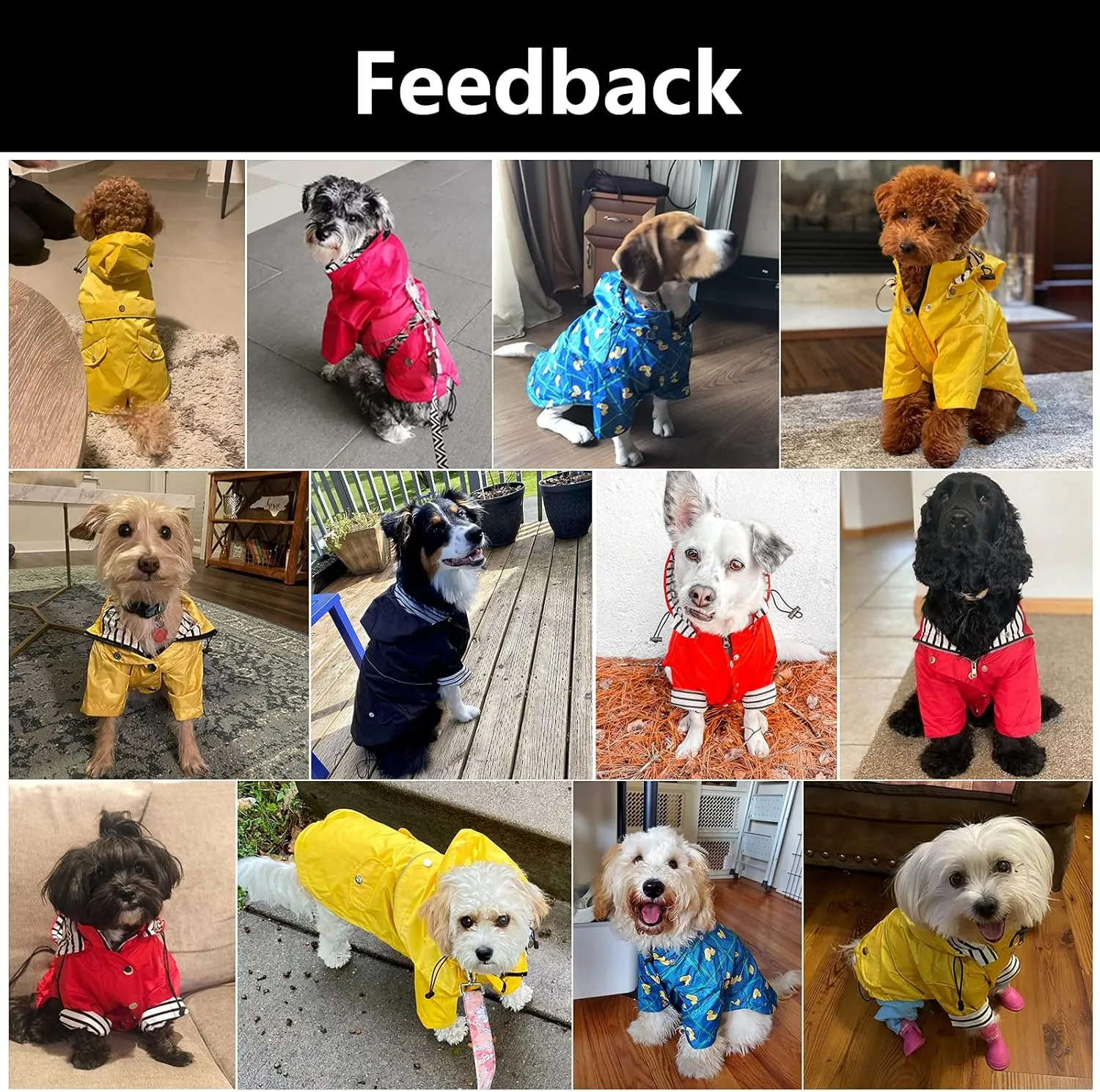 Morezi Dog Zip Up Raincoat with Reflective Buttons, Rain/Water Resistant, Adjustable Drawstring, Removable Hood, Raincoats with Legs 8lbs to 80lbs Available - Yellow - S