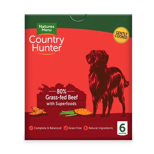 Natures Menu Country Hunter Superfood Grain Free Beef Wet Dog Food Pouches 6 x 150g