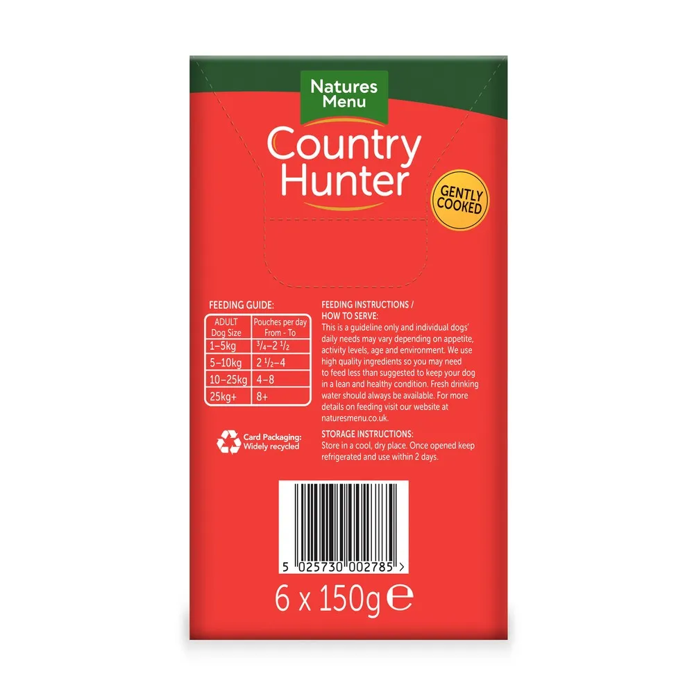 Natures Menu Country Hunter Superfood Grain Free Beef Wet Dog Food Pouches 6 x 150g