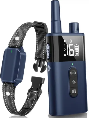 No Shock Dog Training Collar with Remote, Dog Vibration Collar with Controller Beep and Vibrate Only, Safe Lock Waterproof Rechargeable Vibrating Collars for Dogs(10-120 lbs)-No Prongs (Navy Blue)