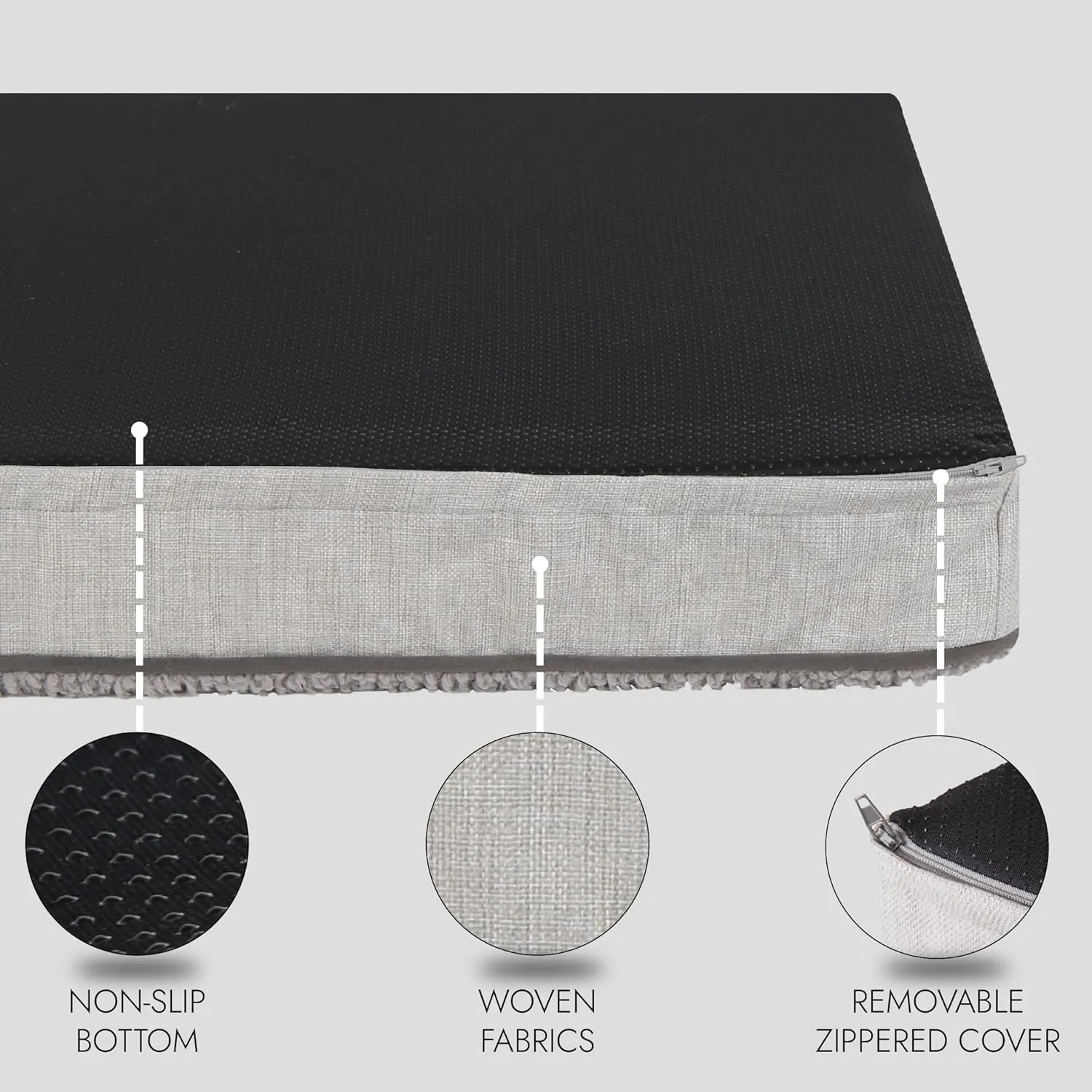 Orthopedic Dog Bed for XLarge Dogs- Waterproof,Ultra Soft Foam Pet Bed Mat, Removable Washable Cover and Nonskid Bottom, Grey