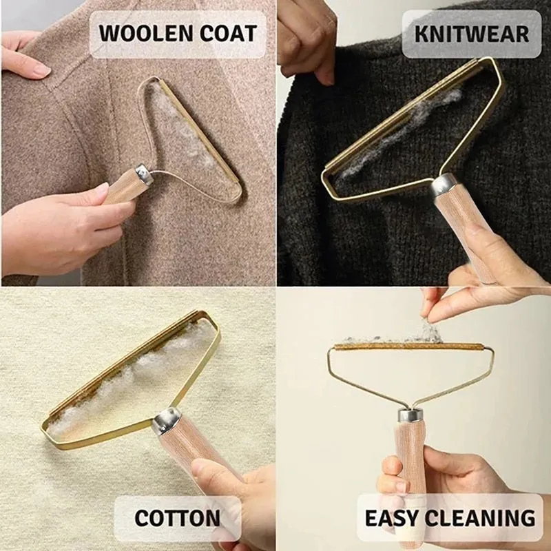 Pet Lint Hair Remover Brush with Wood Handle