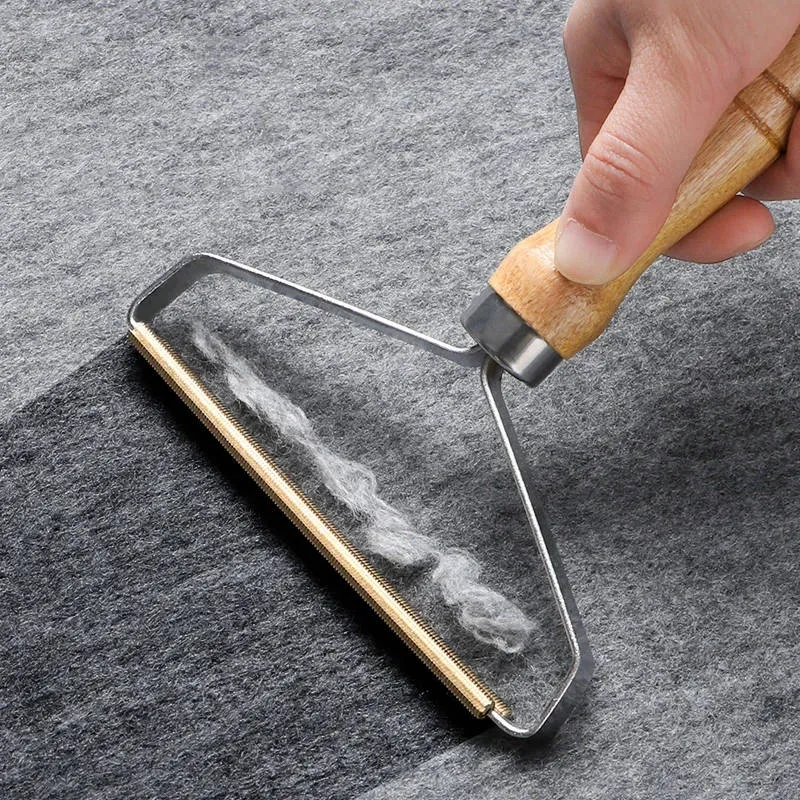 Pet Lint Hair Remover Brush with Wood Handle