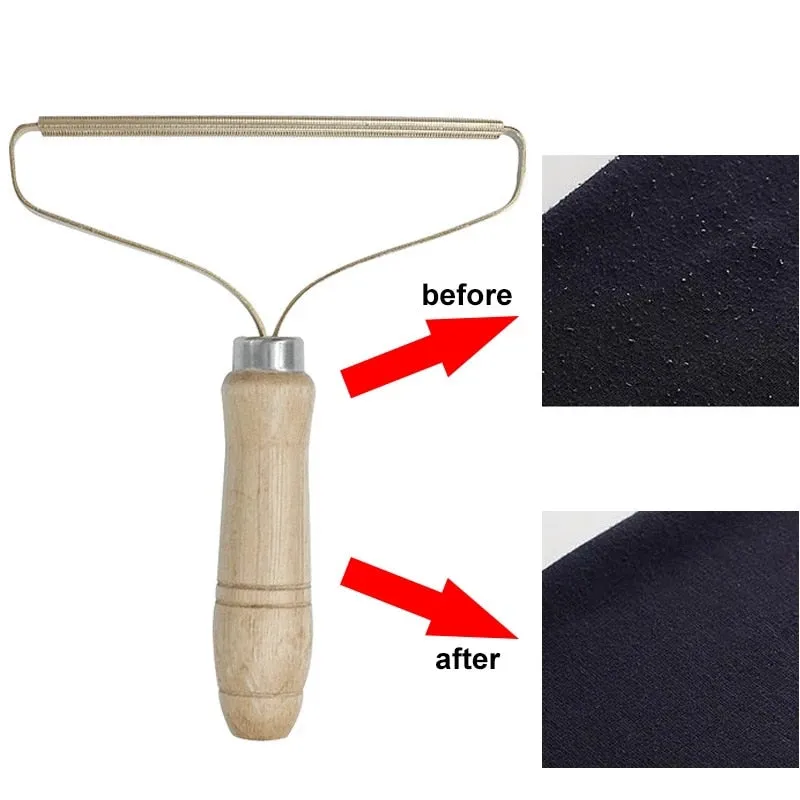 Pet Lint Hair Remover Brush with Wood Handle
