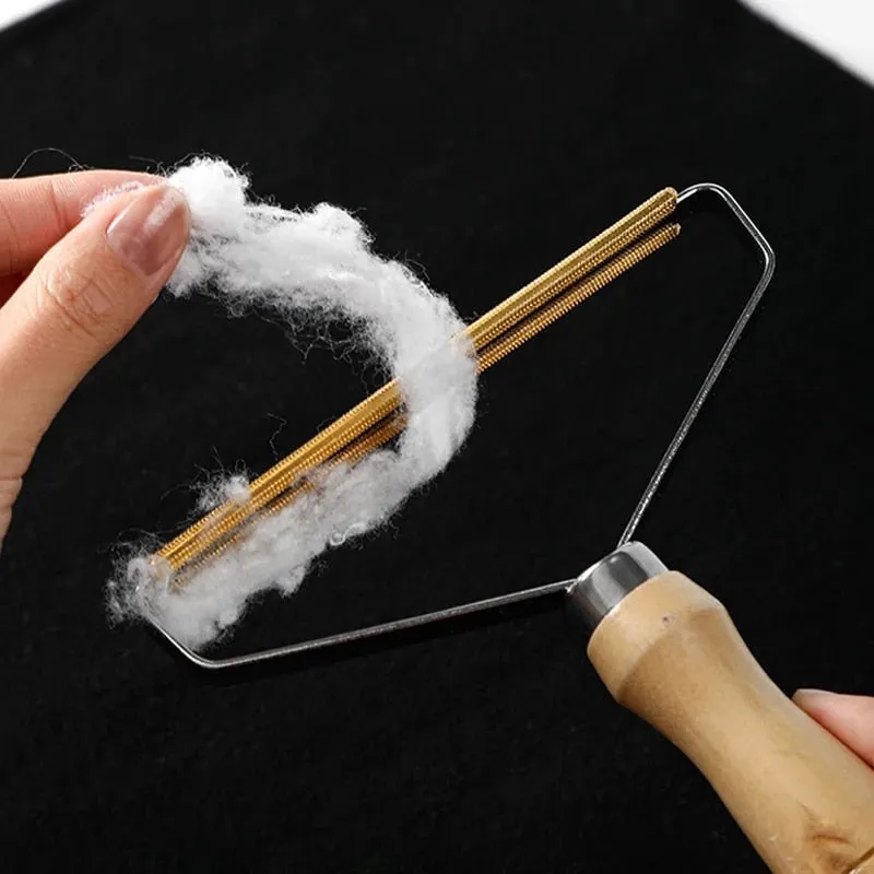 Pet Lint Hair Remover Brush with Wood Handle