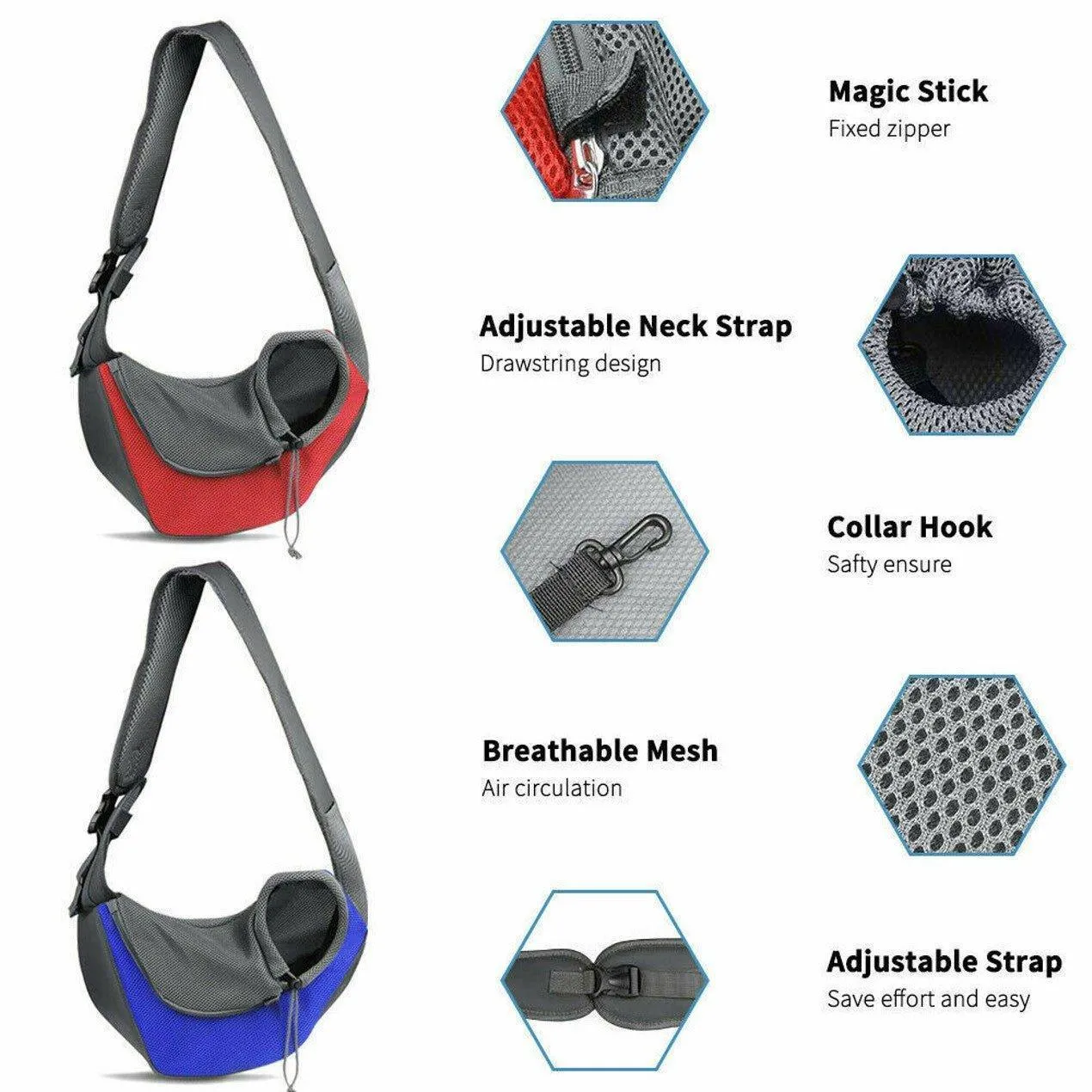 Pet Sling Carrier Mesh Adjustable Dog Satchel Carrier Bag