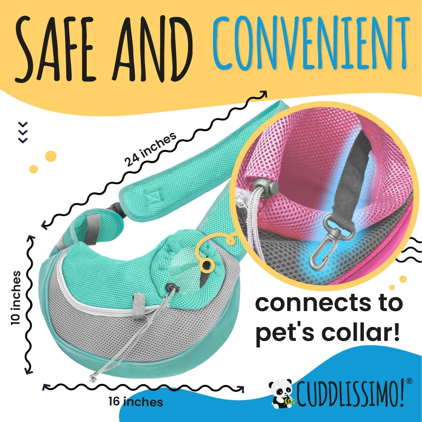Pet Sling Carrier - Soft Front-Chest Carrying Bag for Small Pets (Ideal for Dogs, Puppies & Cats 610 lbs) - Carefully Sized for Yorkshire Terrier, Maltese, Toy Poodle, Papillon -(Teal-L)