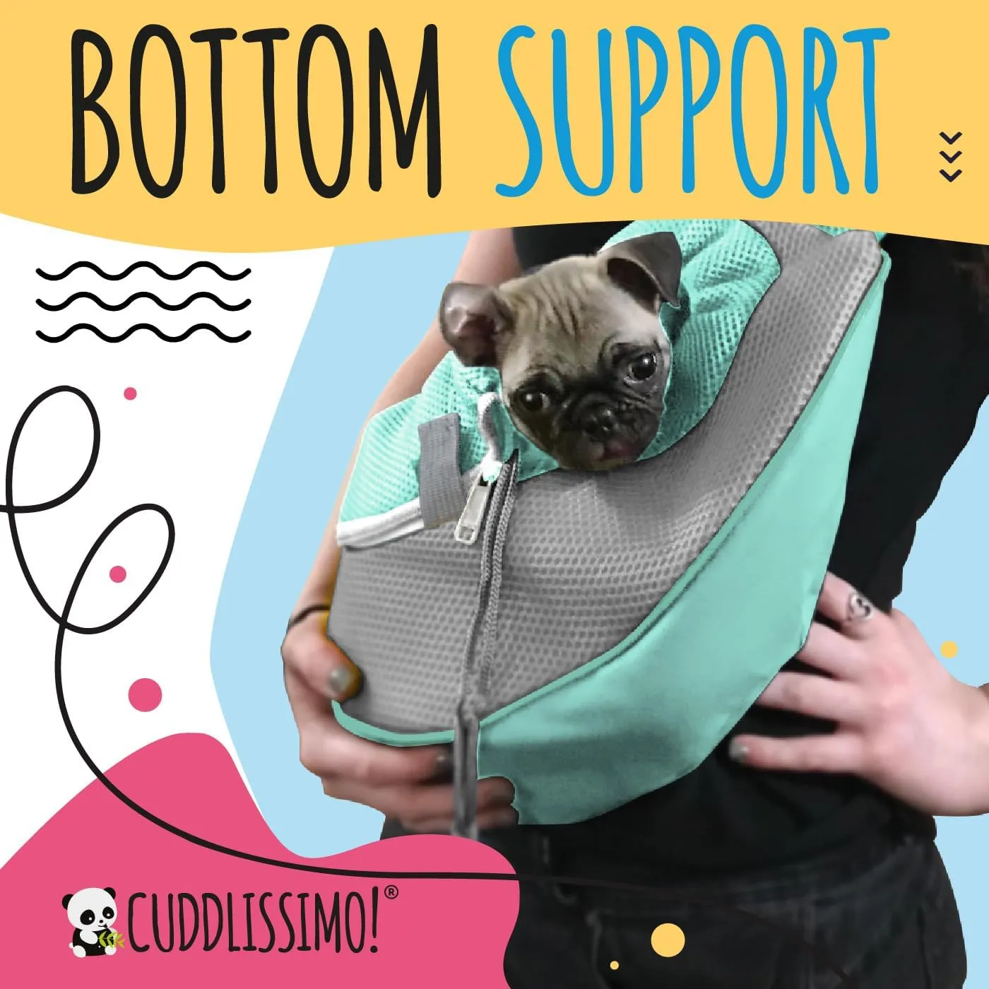 Pet Sling Carrier - Soft Front-Chest Carrying Bag for Small Pets (Ideal for Dogs, Puppies & Cats 610 lbs) - Carefully Sized for Yorkshire Terrier, Maltese, Toy Poodle, Papillon -(Teal-L)