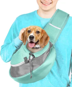 Pet Sling Carrier - Soft Front-Chest Carrying Bag for Small Pets (Ideal for Dogs, Puppies & Cats 610 lbs) - Carefully Sized for Yorkshire Terrier, Maltese, Toy Poodle, Papillon -(Teal-L)