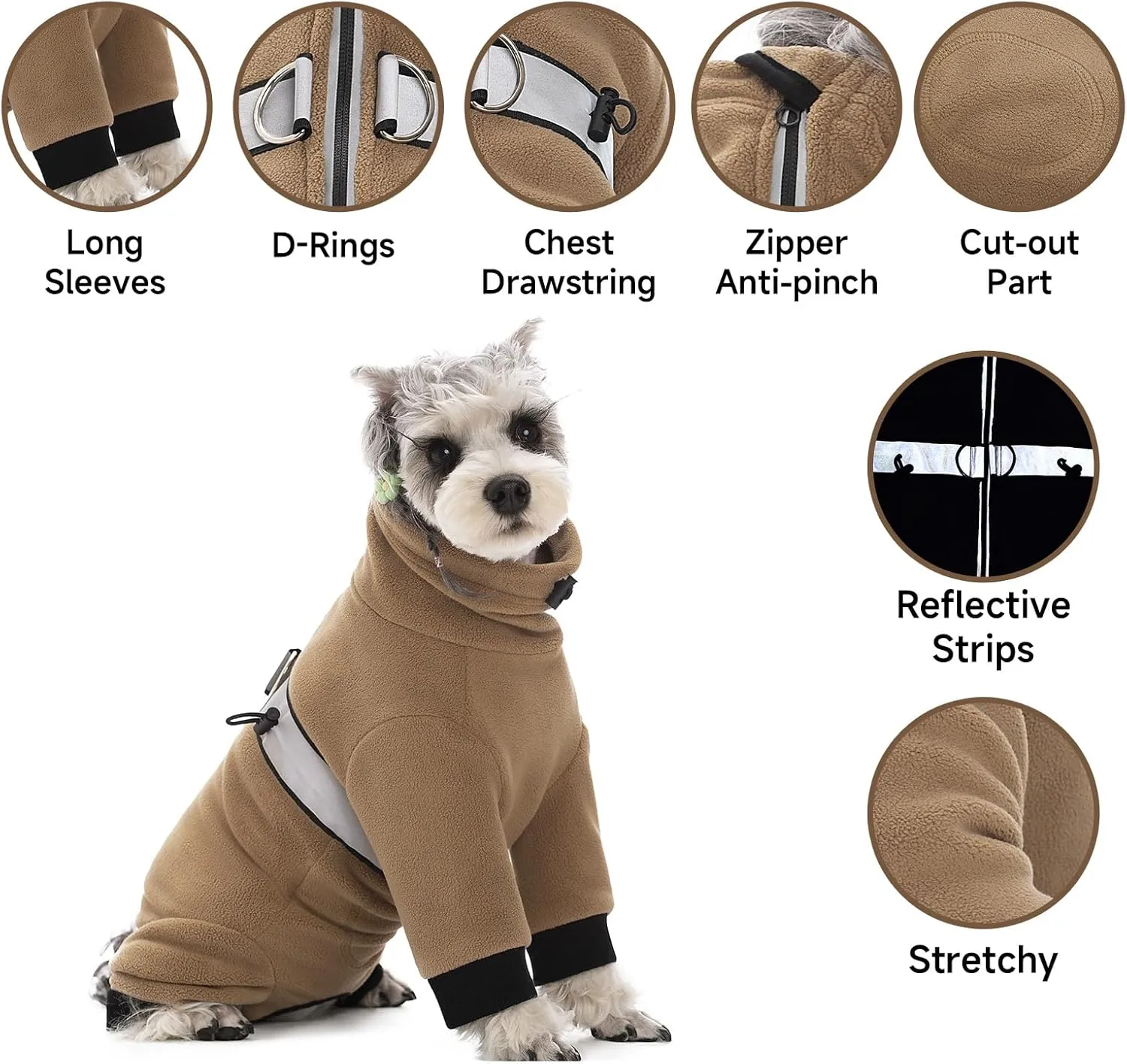 Polar Fleece Dog Coats for Small Medium Dogs, Winter Jacket Sweater Vest Bodysuit, Four-Legged Warm Clothes Pajamas