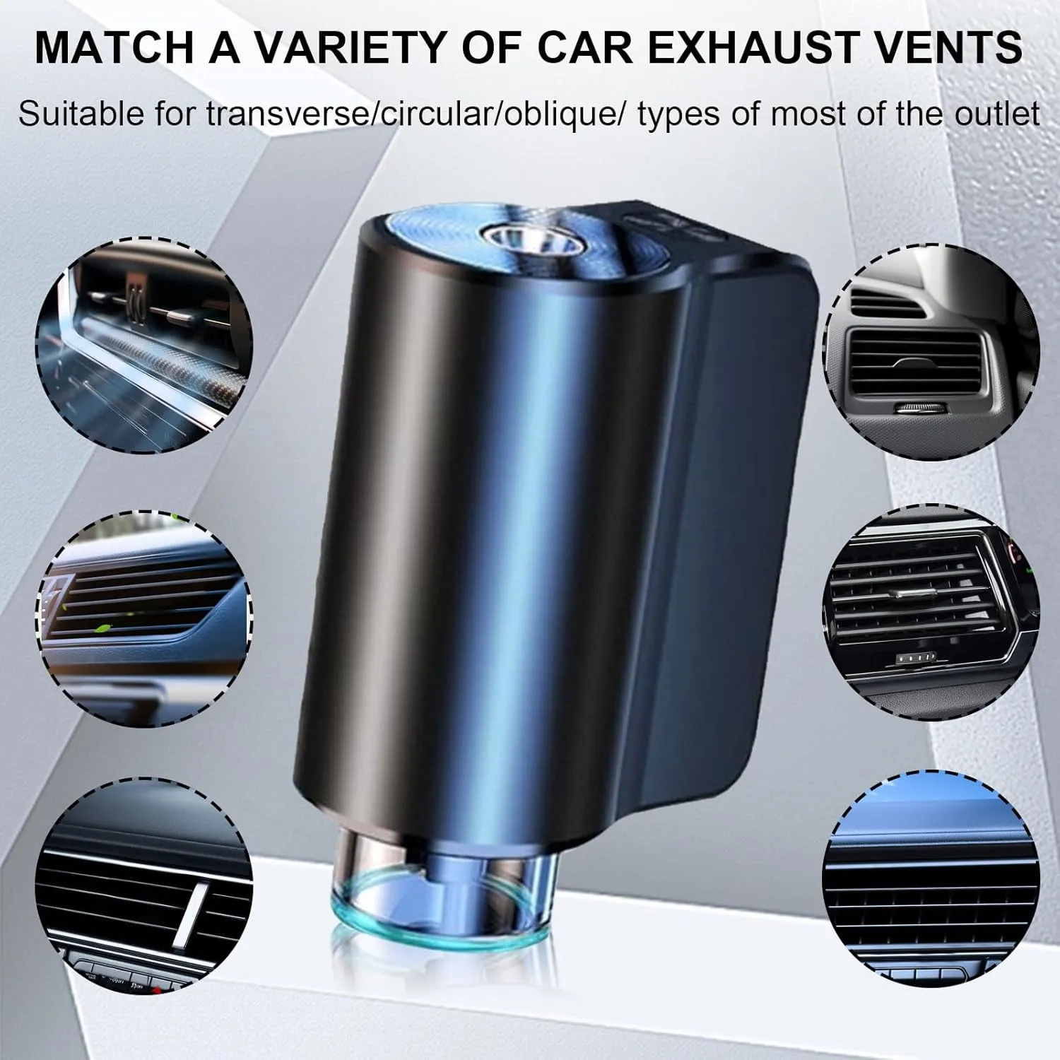 Smart Car Air Freshener with Three Adjustable, 2024 New Intelligent Car Aroma, Aromatizante Para Carro Inteligente, Portable Rechargeable Smart Car Aromatherapy Diffuser for Car Office Hotel