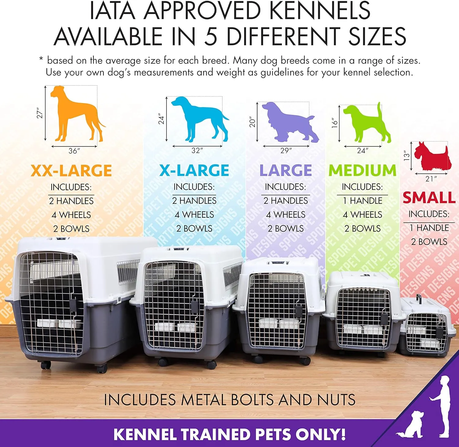 SportPet Designs Plastic Kennels Rolling Plastic Wire Door Travel Dog Crate, XXL