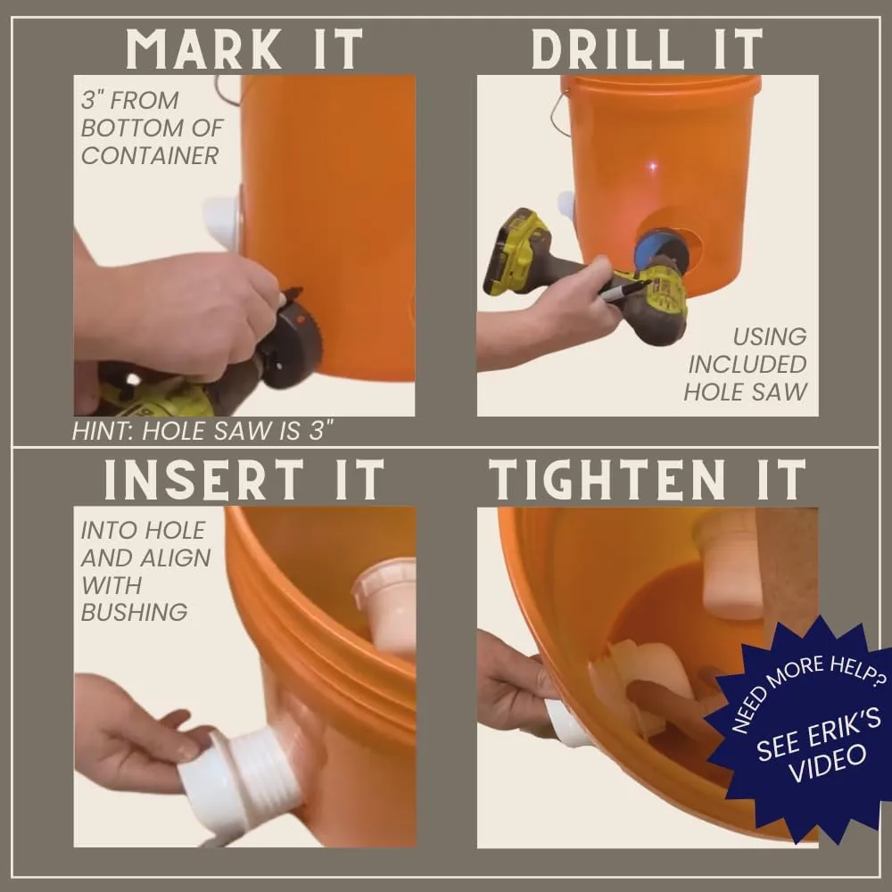 The Original Poultry Pro DIY Chicken Feeder | 3 Ports Poultry Feeders for Chicken Coop | Use for Buckets & Bins | Rain Proof, Weather Resistant - Original Feeder 3-Pack with Hole Saw
