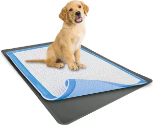 TidyFriend Dog Pad Holder Tray for 23 x 30 Inches Training Pads, Silicon Wee Wee Pad Holder, No Spill Pee Pad Holder for Dogs - Easy to Clean and Store Perfect for Dog Potty Tray (Grey)