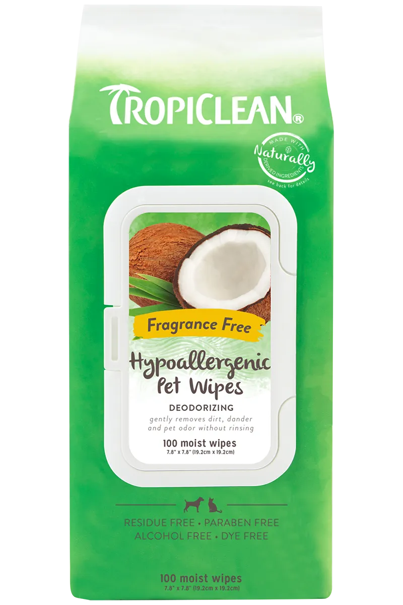 Tropiclean Hypoallergenic Wipes For Dogs And Cats, 100-Count