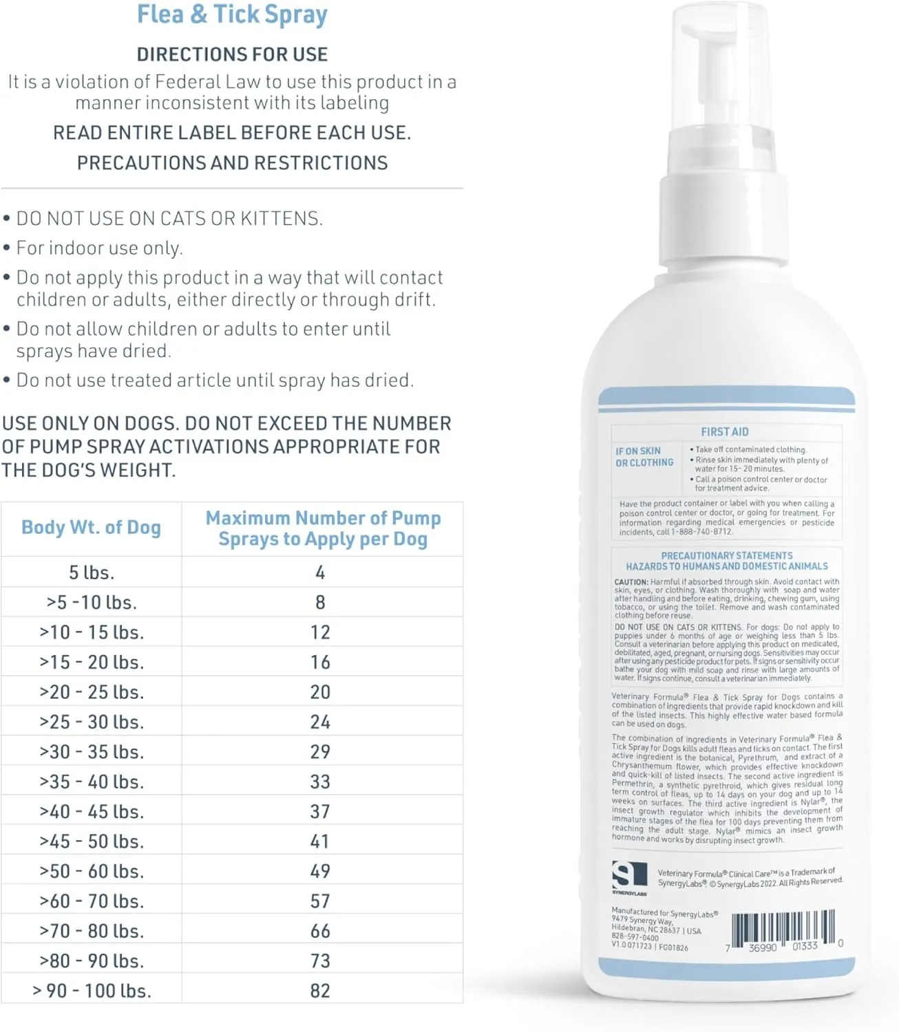Veterinary Formula Flea and Tick Spray for Dogs, 8 oz  Easy-to-Use Dog Flea Spray, Kills on Contact, Prevents Egg & Larval Development for 14 weeks