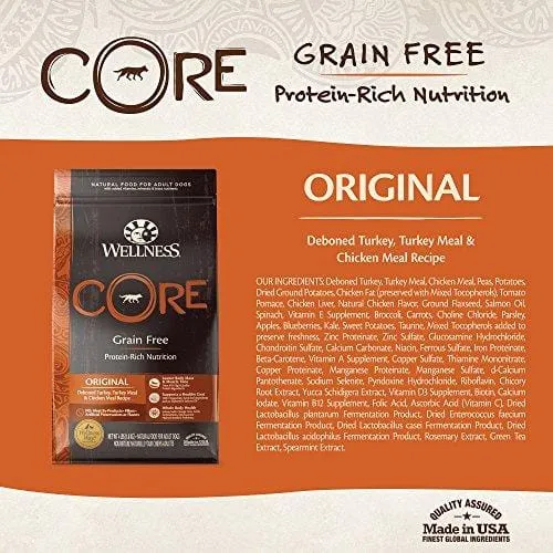 Wellness Core Natural Grain Free Dry Dog Food, Original Turkey & Chicken, 26-Pound Bag