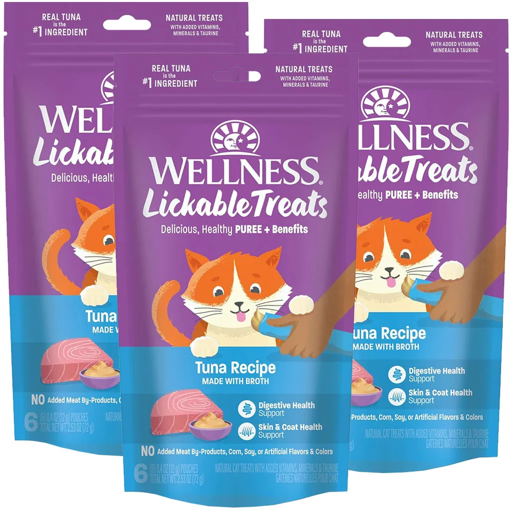 Wellness Lickable Treats Tuna Recipe Natural Treats for Cats, 2.5-oz