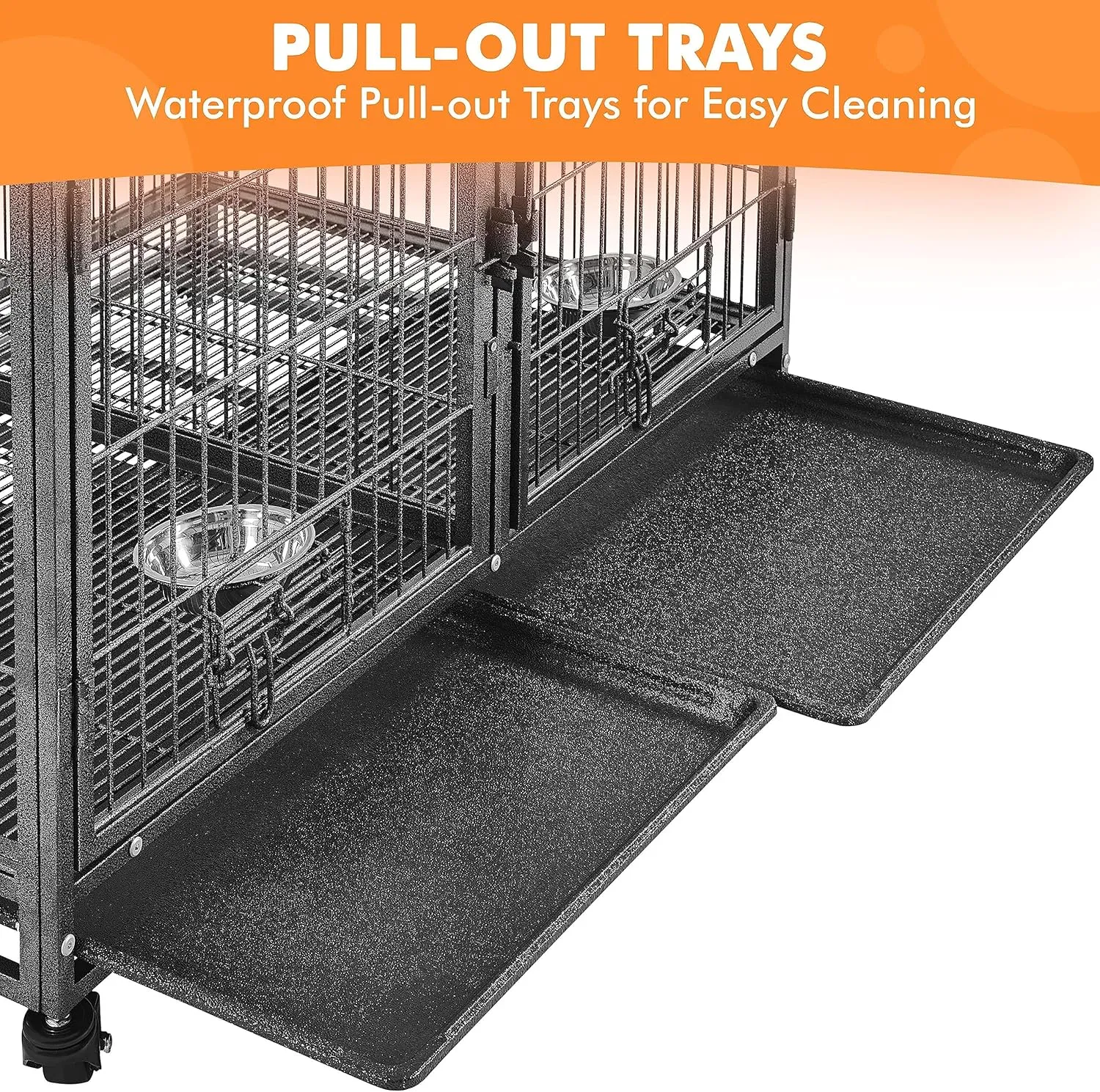 Yaheetech 42'' Stackable Dog Crate w/Divider Heavy Duty Dog Cage with Open Top/2 Removable Trays Rolling Pet Cage for Small/Medium Dogs 2 pcs